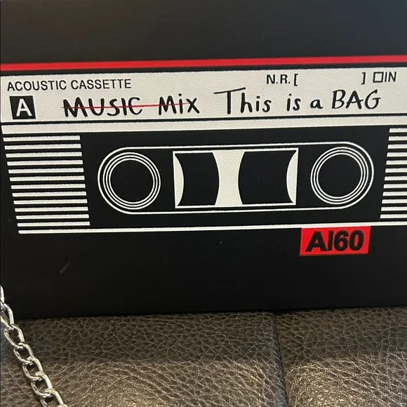 Retro Cassette Tape Novelty Bag - Black NWT - Picture 2 of 5